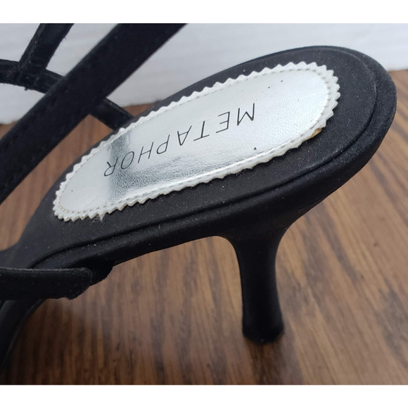 Metaphor Womens Sz 8.5 Shoes Black Jeweled Strappy Pump Event Heel - Picture 11 of 12
